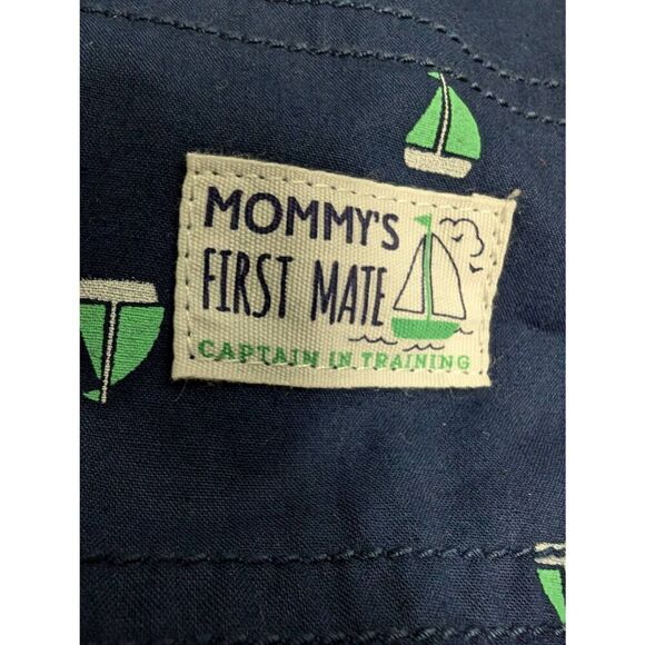 Carter’s Just One You Mommy’s First Mate blue overalls with sailboats. Size 12M - Picture 3 of 5